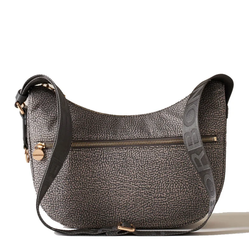Borsa Donna a Tracolla Luna Bag Small BORBONESE linea Eco Line in Nylon Clay Grey