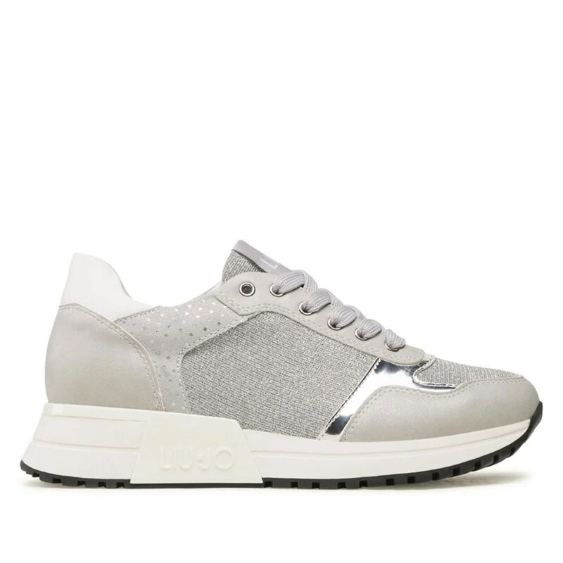 Scarpe Donna LIU JO Sneakers Running Kiss 502 in Lurex e Inserti Metallici Argento