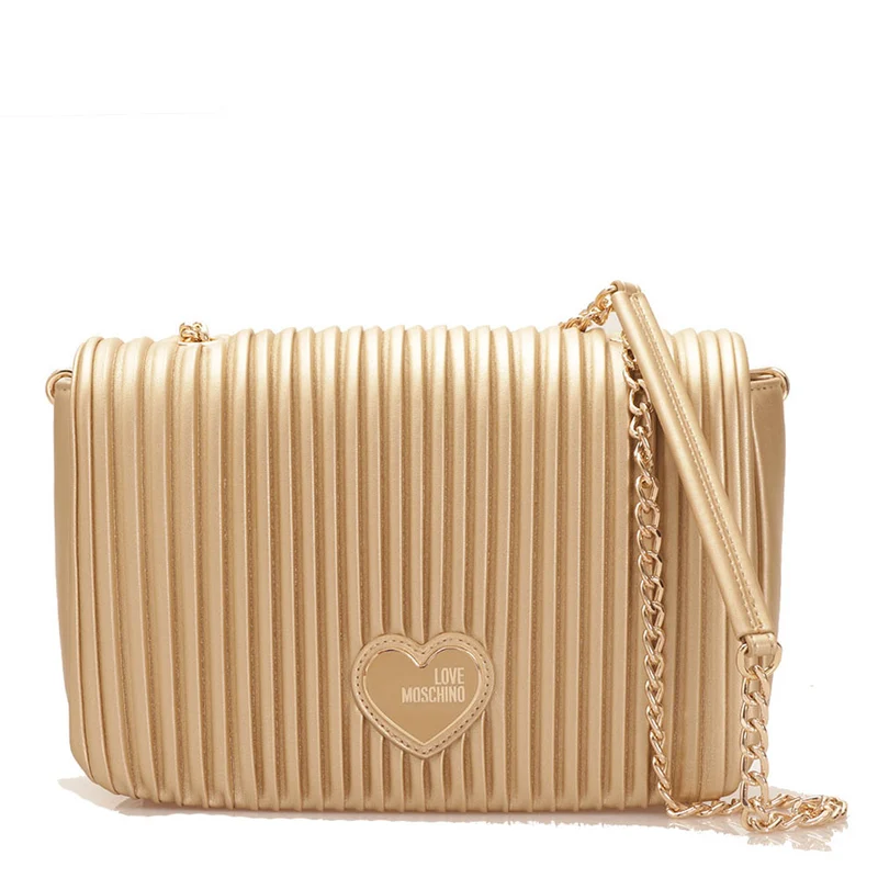 Borsa Donna a Spalla e a Tracolla LOVE MOSCHINO linea Pleated colore Oro