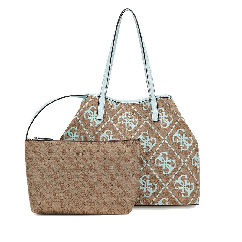 Borsa Shopper a Spalla Donna GUESS Modello Vikky Colore Latte Logo - Ice
