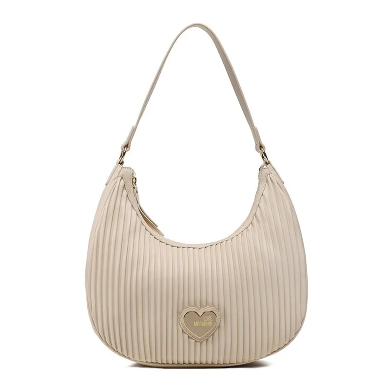 Borsa Donna Hobo a Spalla LOVE MOSCHINO linea Pleated color Avorio