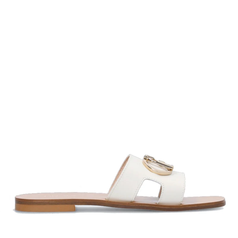 Ciabatta Flat Donna LIU JO Saba 06 in Pelle Bianco Conchiglia