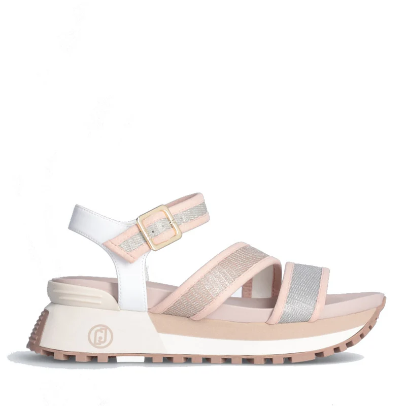 Scarpe Donna LIU JO Sandali Platform Maxi Wonder 15 in Tessuto colore Phard con Glitter