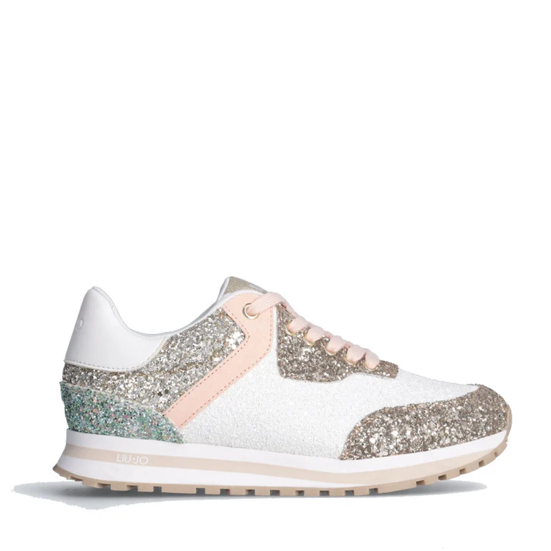 Scarpe Donna LIU JO Sneakers Wonder 501 con Glitter Bronze White e Nude