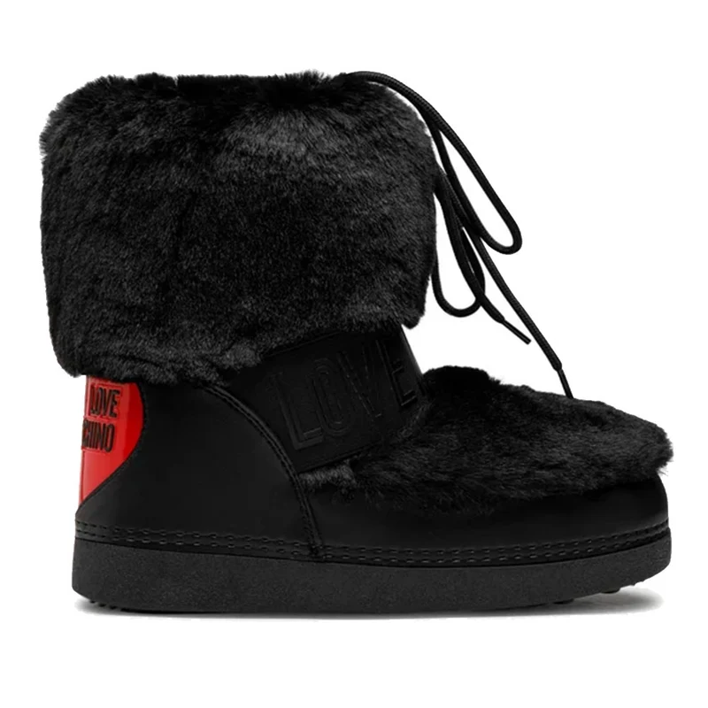 Stivali da Neve Donna LOVE MOSCHINO con Dettaglio Eco Fur Nero