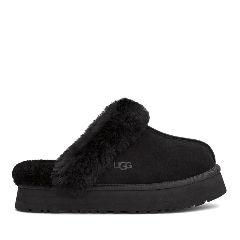Ciabatte Donna UGG Disquette in Pelle Scamosciata Nera