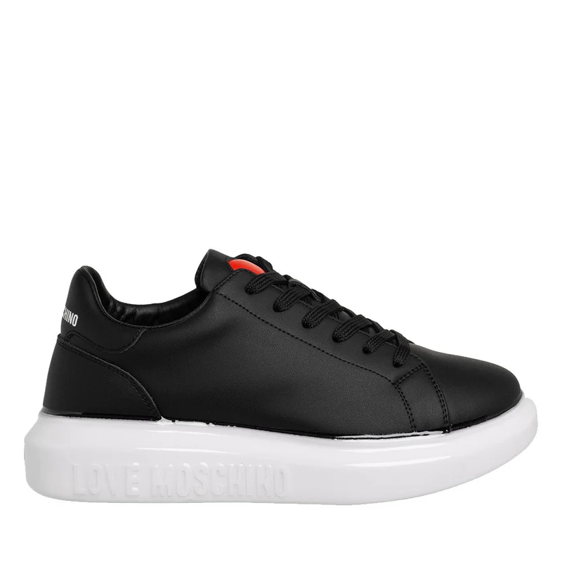 Scarpe Donna LOVE MOSCHINO Sneakers in Pelle Nera con Suola Off White
