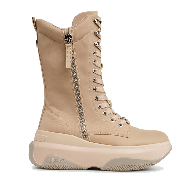 Scarpe Donna LIU JO Chuncky Boots June 06 in Nylon effetto Gommato Beige