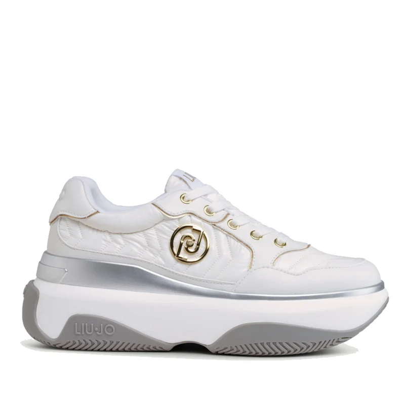 Scarpe Donna LIU JO Chuncky Sneakers June 01 in Nylon e Pelle Bianco