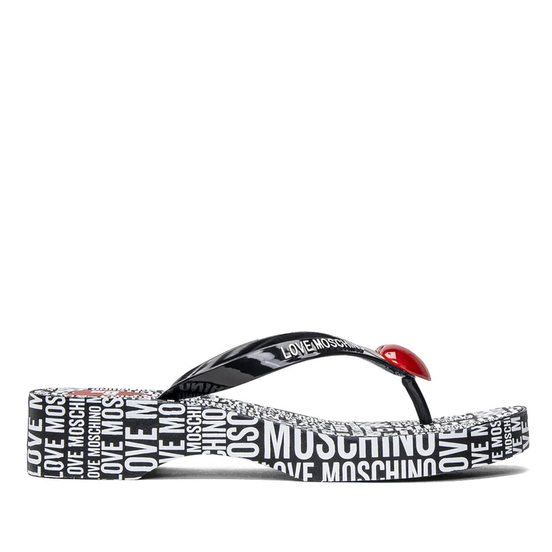 Ciabattine Infradito Donna LOVE MOSCHINO linea Transparent Heart Nero