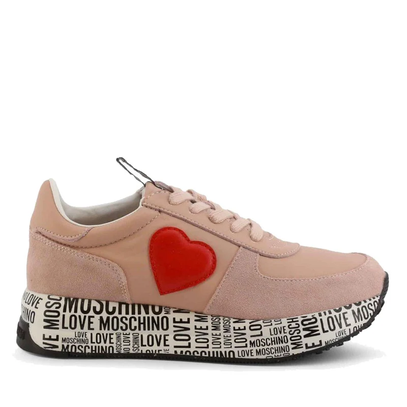 Scarpe Donna LOVE MOSCHINO Sneakers Running in Pelle color Cipria con Suola Logata