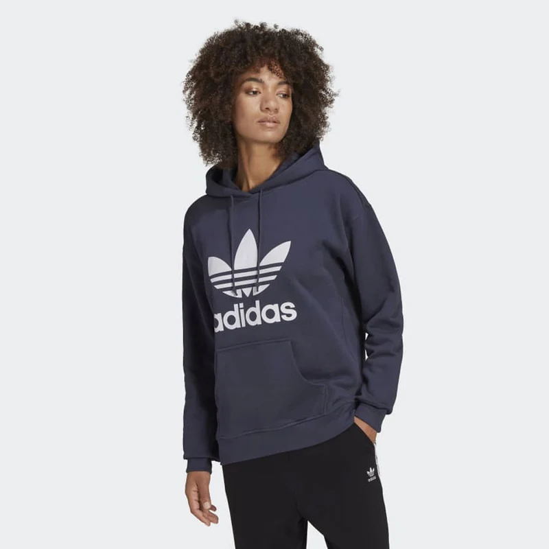 Felpa Donna con Cappuccio ADIDAS linea Adicolor Classics Trefoil colore Shadow Navy