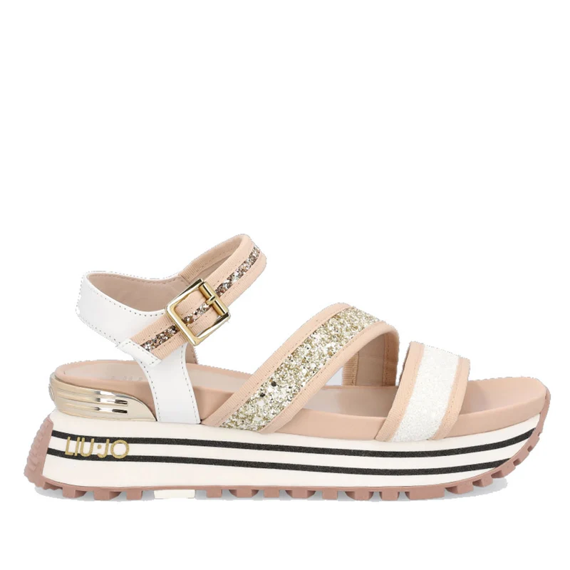 Scarpe Donna LIU JO Sandali Platform con Glitter colore Bianco Oro e Argento