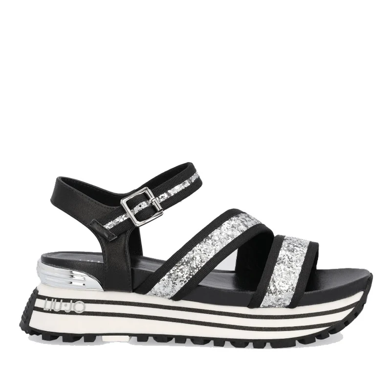 Scarpe Donna LIU JO Sandali Platform con Glitter colore Argento e Nero