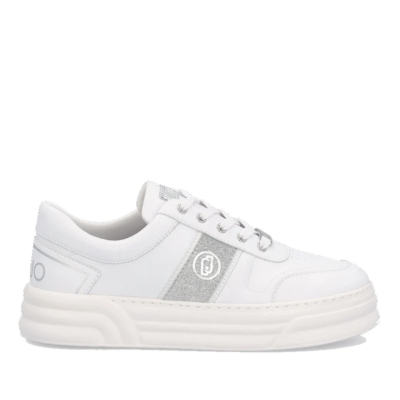 Scarpe Donna LIU JO Sneakers con Dettaglio Glitter e Logo colore Bianco e Silver
