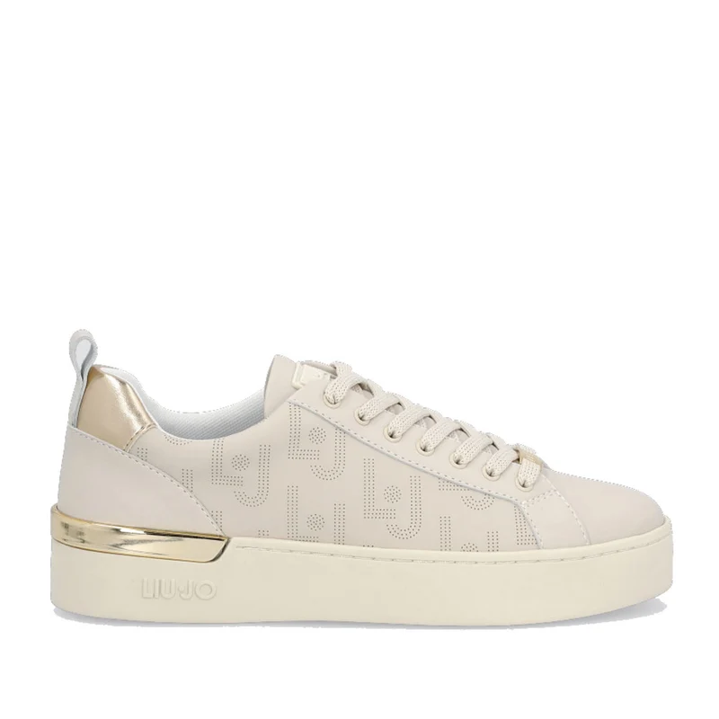 Scarpe Donna LIU JO Sneakers in Pelle color Latte con Logo Traforato