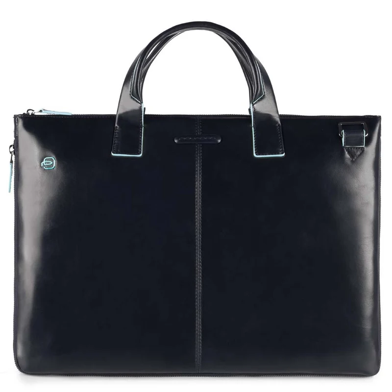 Cartella Sottile PIQUADRO con Porta Pc 15" Espandibile in Pelle Blu Linea Blue Square - CA4021B2