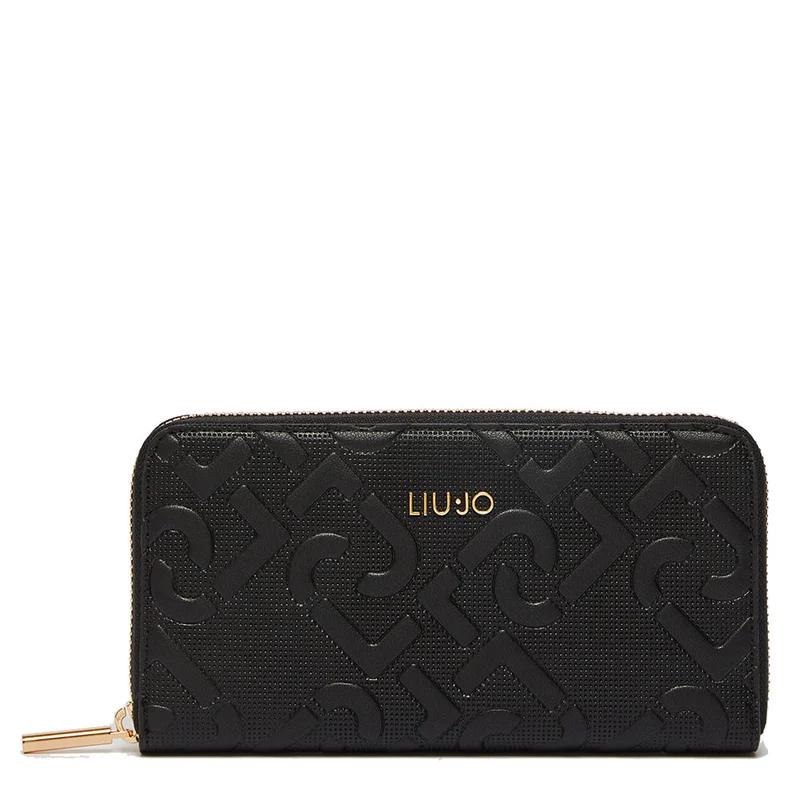 Portafoglio Donna Zip Around LIU JO con Logo Monogram colore Nero