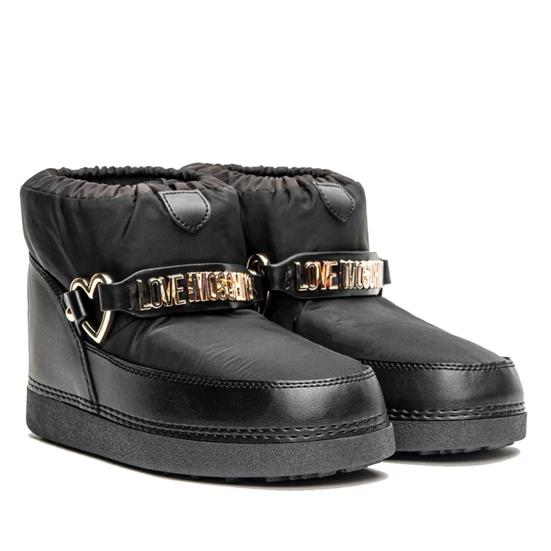 Scarpe Donna LOVE MOSCHINO Stivaletti da Neve Neri con Catena