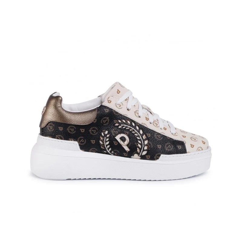 Scarpe Donna POLLINI Sneakers Linea Bicolor Heritage Marrone e Avorio