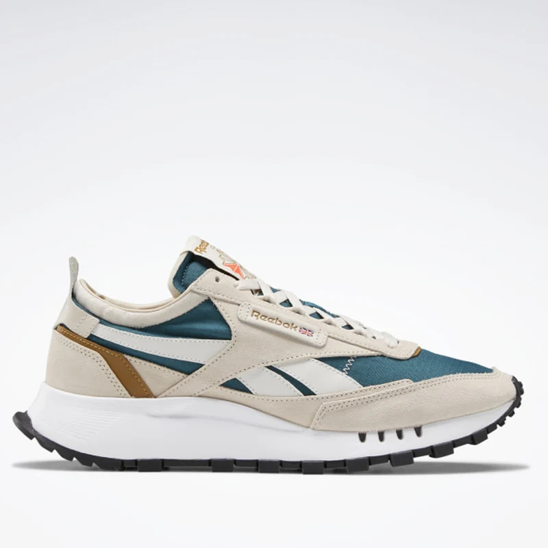 Scarpe Uomo REEBOK Sneakers linea CL Legacy colore Stucco e Verde
