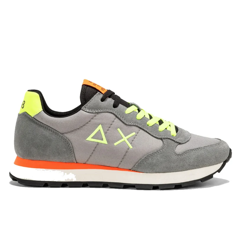 Scarpe Uomo Sun68 Sneakers Tom Fluo Nylon Grigio Medio