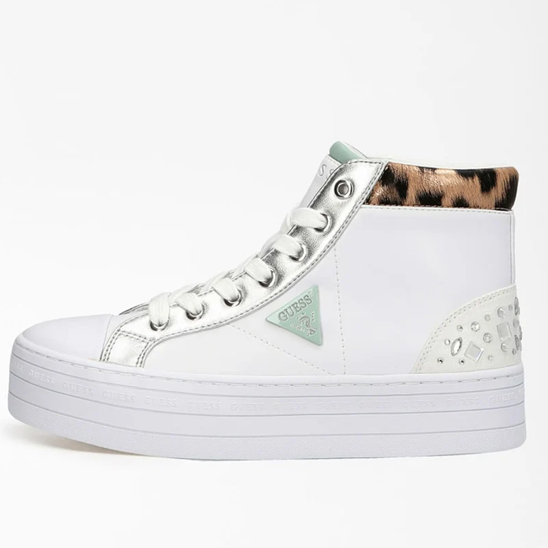 Scarpe Donna GUESS Sneakers Alte Colore White Silver Linea Bask