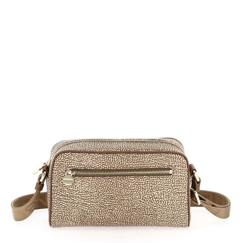 Borsa Donna a Tracolla Small BORBONESE in Tessuto linea Jet Op Colore Beige Marrone