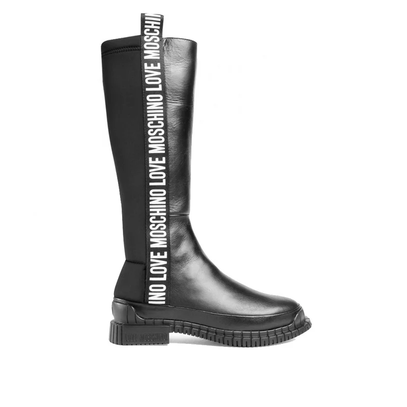 Scarpe Donna LOVE MOSCHINO linea Street Love Stivali in Pelle Nera
