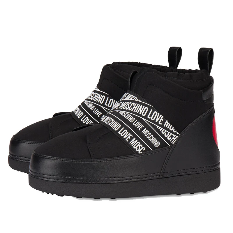 Scarpe Donna LOVE MOSCHINO Stivaletti da Neve linea Logo Labels Nero