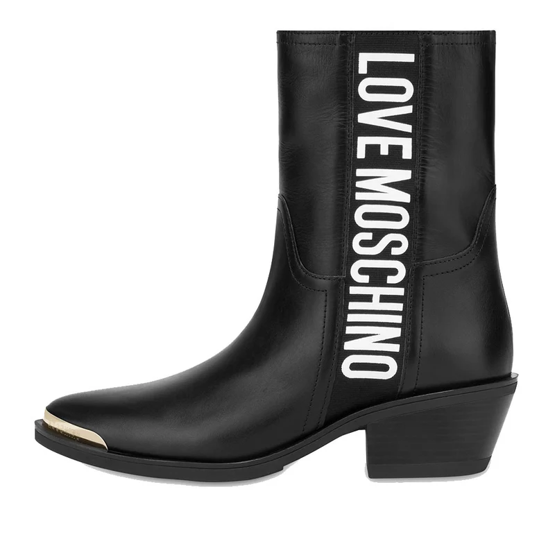 Scarpe Donna LOVE MOSCHINO Stivali Texani in Pelle Nera