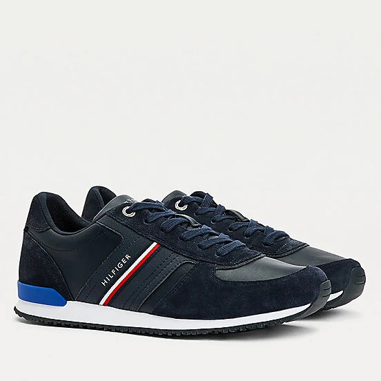 Scarpe Uomo TOMMY HILFIGER Sneakers Running linea Iconic in Pelle e Camoscio Blu