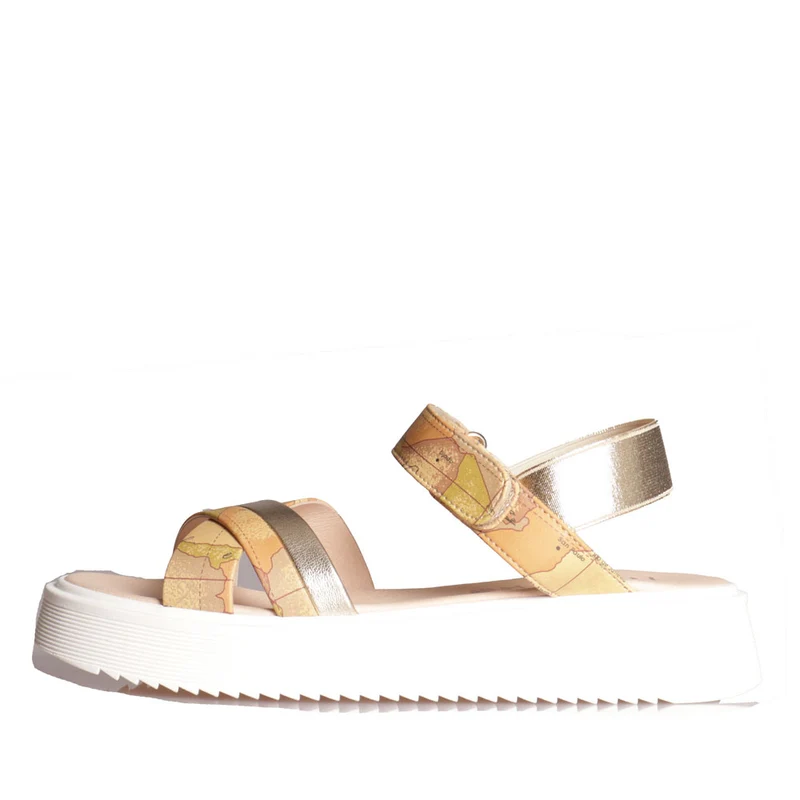 Scarpe Donna 1A Classe Alviero Martini Sandali Platform Geo Classic con Dettagli Oro 0952