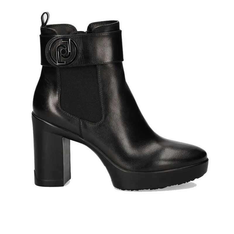 Scarpe Donna LIU JO Stivaletti con Plateau in Pelle Nero
