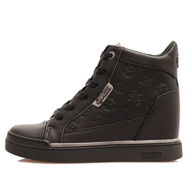 Scarpe Donna GUESS Stivaletto Nero Logato con Zeppa Interna Linea Fabia