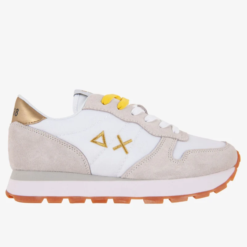 SUN68 Woman Sneakers - Ally Solid Nylon White and Gold